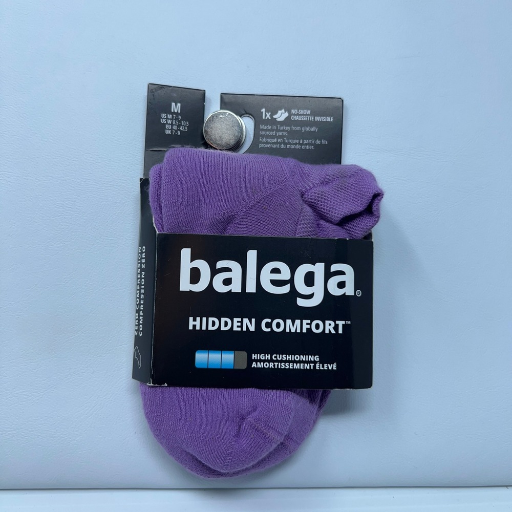 Balega Unisex Medium Purple Hidden Comfort High Cushion No-Show Socks NWT
